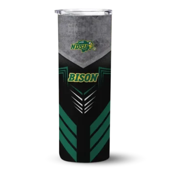 Customized North Dakota State Bison Hexagon Honeycomb Green Black Skinny Tumbler