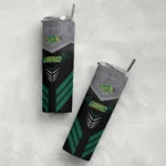 customized-north-dakota-state-bison-hexagon-honeycomb-green-black-skinny-tumbler-best-selling.webp