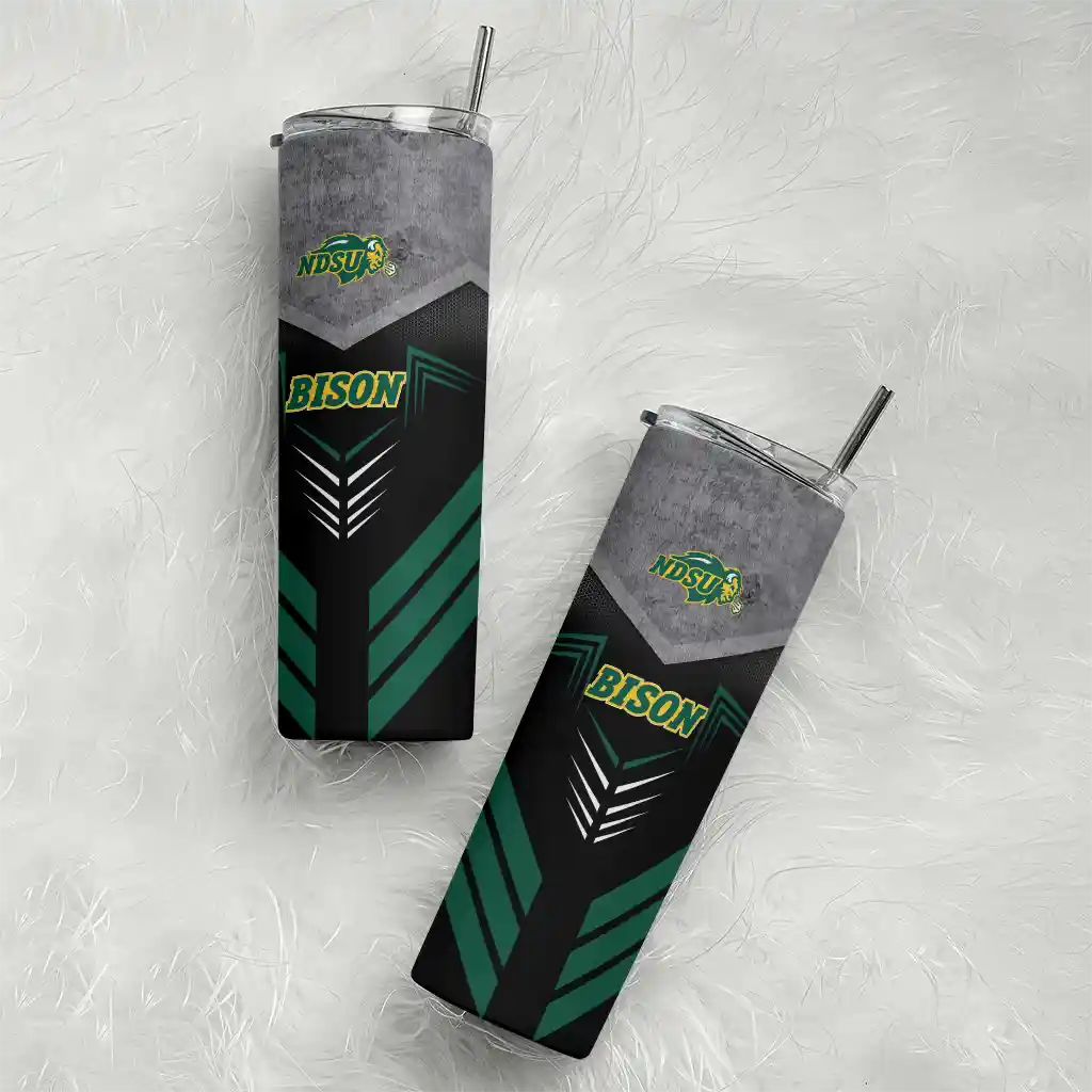 customized-north-dakota-state-bison-hexagon-honeycomb-green-black-skinny-tumbler-top-rated.webp