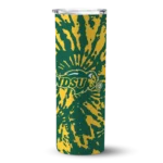 customized-north-dakota-state-bison-metallic-grid-green-skinny-tumbler-best-selling.webp