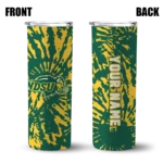 customized-north-dakota-state-bison-metallic-grid-green-skinny-tumbler-best-selling.webp