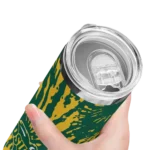 customized-north-dakota-state-bison-metallic-grid-green-skinny-tumbler-best-selling.webp