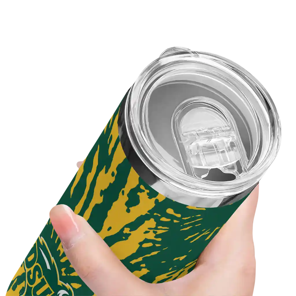 customized-north-dakota-state-bison-metallic-grid-green-skinny-tumbler-high-quality.webp