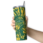customized-north-dakota-state-bison-metallic-grid-green-skinny-tumbler-best-selling.webp