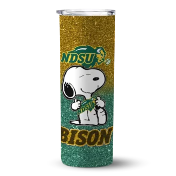 Customized North Dakota State Bison Snoopy Attitude Green Skinny Tumbler