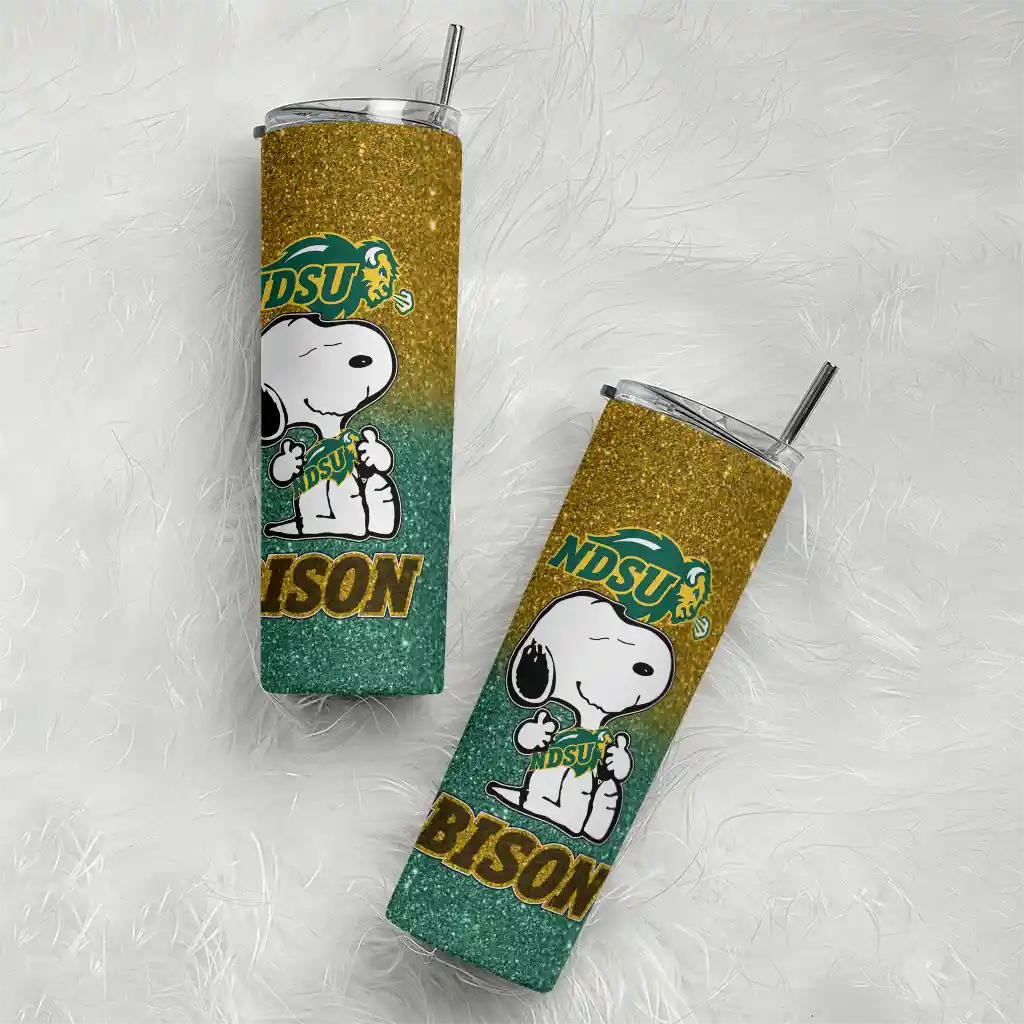 customized-north-dakota-state-bison-snoopy-attitude-green-skinny-tumbler-top-rated.webp
