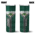 customized-north-dakota-state-bison-sparkle-drip-green-skinny-tumbler-best-selling.webp