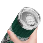 customized-north-dakota-state-bison-sparkle-drip-green-skinny-tumbler-best-selling.webp