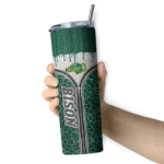 customized-north-dakota-state-bison-sparkle-drip-green-skinny-tumbler-best-selling.webp