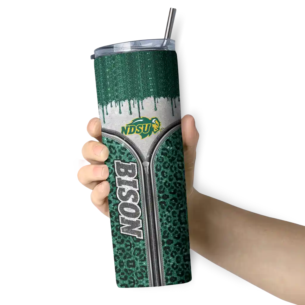 customized-north-dakota-state-bison-sparkle-drip-green-skinny-tumbler-premium-grade.webp