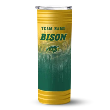 Customized North Dakota State Bison Swirl Texture Green Skinny Tumbler