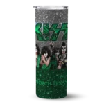 customized-north-texas-mean-green-kiss-band-black-skinny-tumbler-best-selling.webp