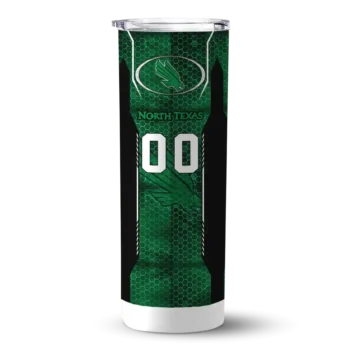 Customized North Texas Mean Green Stacked Diamond Green Skinny Tumbler