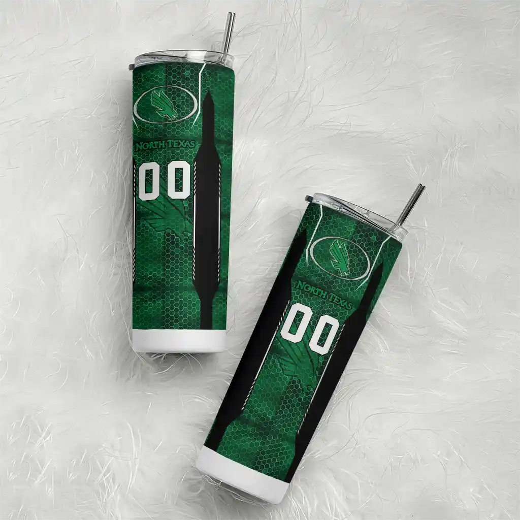 customized-north-texas-mean-green-stacked-diamond-green-skinny-tumbler-top-rated.webp