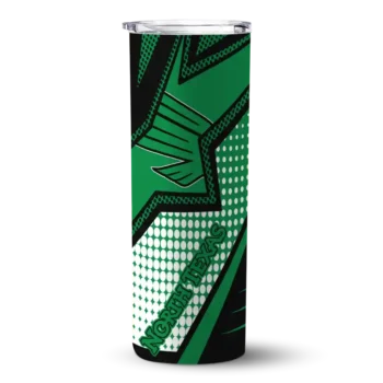 Customized North Texas Mean Green Web Stripes Green White Skinny Tumbler