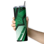 customized-north-texas-mean-green-web-stripes-green-white-skinny-tumbler-best-selling.webp