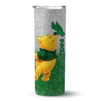 Customized North Texas Mean Green Winnie the Pooh Green Gray Skinny Tumbler
