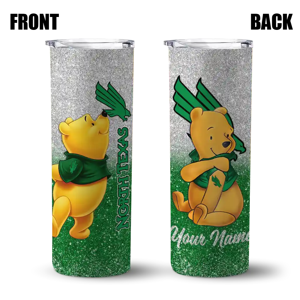 customized-north-texas-mean-green-winnie-the-pooh-green-gray-skinny-tumbler-fashion-forward.webp