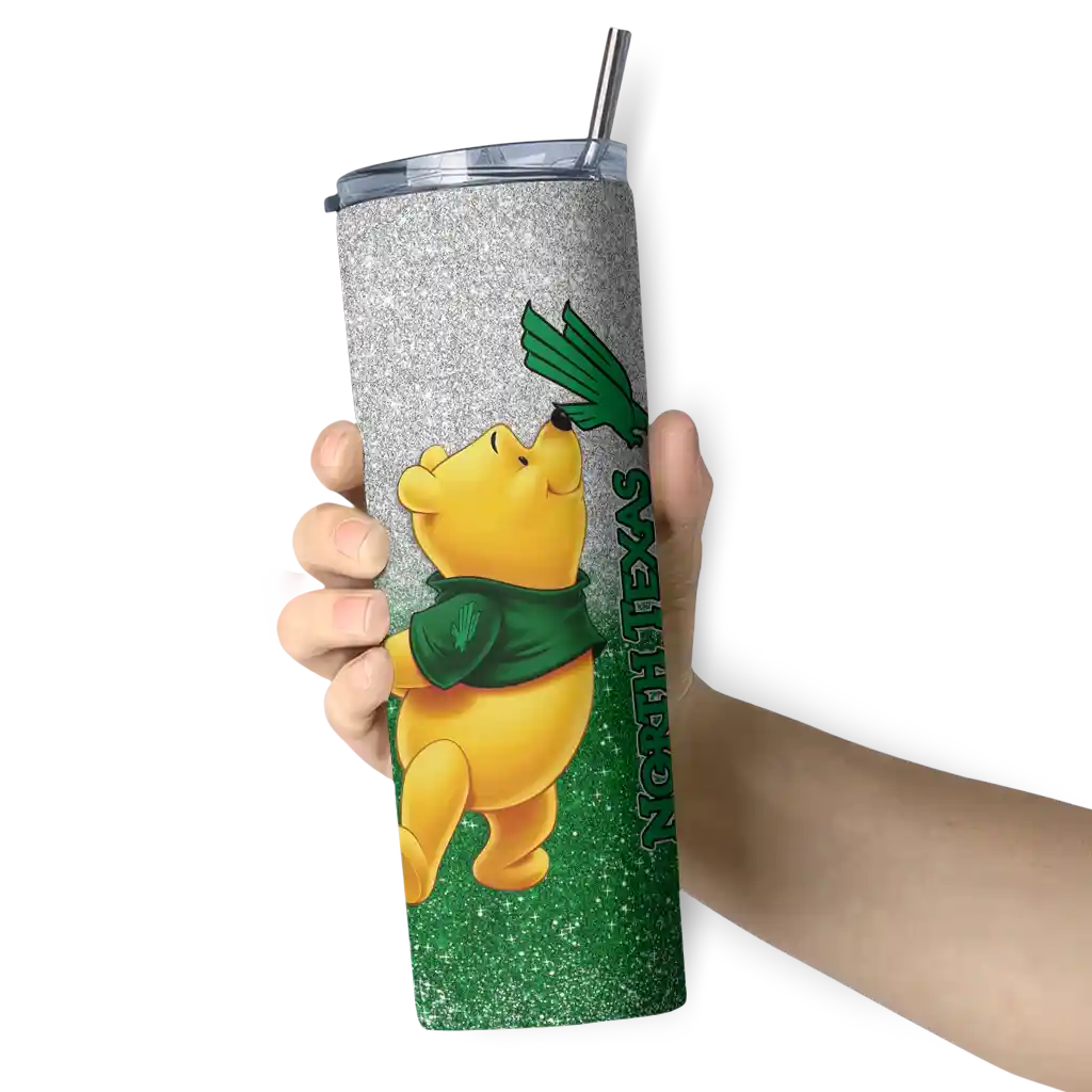 customized-north-texas-mean-green-winnie-the-pooh-green-gray-skinny-tumbler-premium-grade.webp