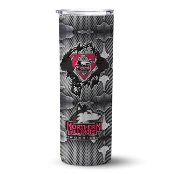 Customized Northern Illinois Huskies Chevron V Red Gray Skinny Tumbler