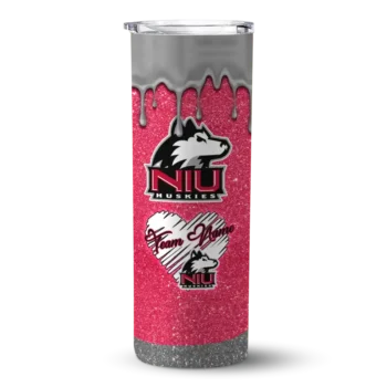 Customized Northern Illinois Huskies Pixel Fade Red Skinny Tumbler