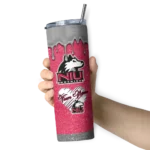 customized-northern-illinois-huskies-pixel-fade-red-skinny-tumbler-best-selling.webp