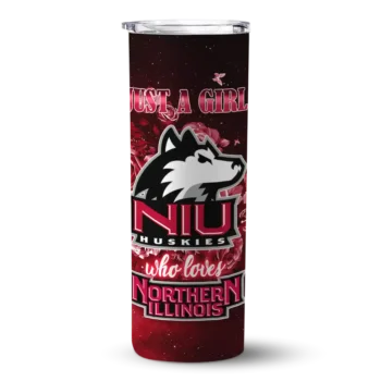 Customized Northern Illinois Huskies Rose Romance Red Black Skinny Tumbler