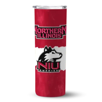 Customized Northern Illinois Huskies Torn Band Red White Skinny Tumbler