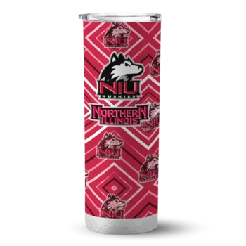 Customized Northern Illinois Huskies Zipper Leopard Red Skinny Tumbler