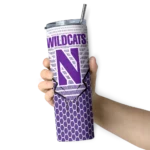 customized-northwestern-wildcats-chevron-stripes-purple-skinny-tumbler-best-selling.webp