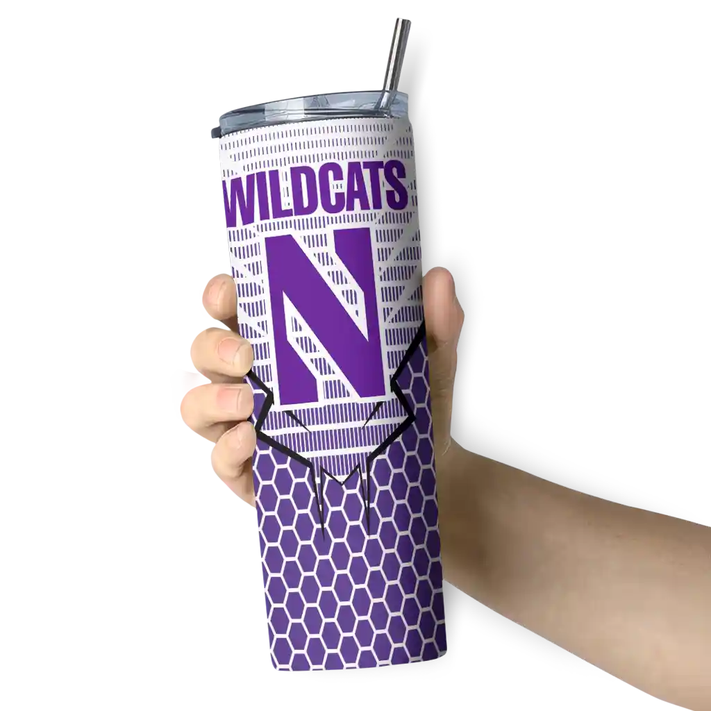 customized-northwestern-wildcats-chevron-stripes-purple-skinny-tumbler-premium-grade.webp