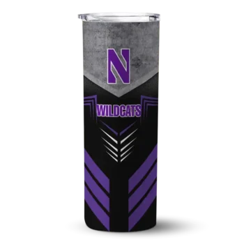 Customized Northwestern Wildcats Hexagon Honeycomb Purple Black Skinny Tumbler