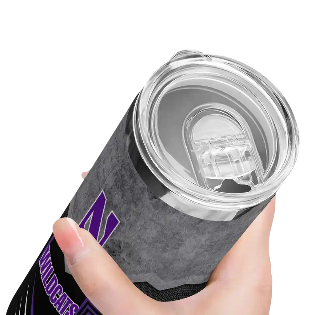 customized-northwestern-wildcats-hexagon-honeycomb-purple-black-skinny-tumbler-high-quality.webp