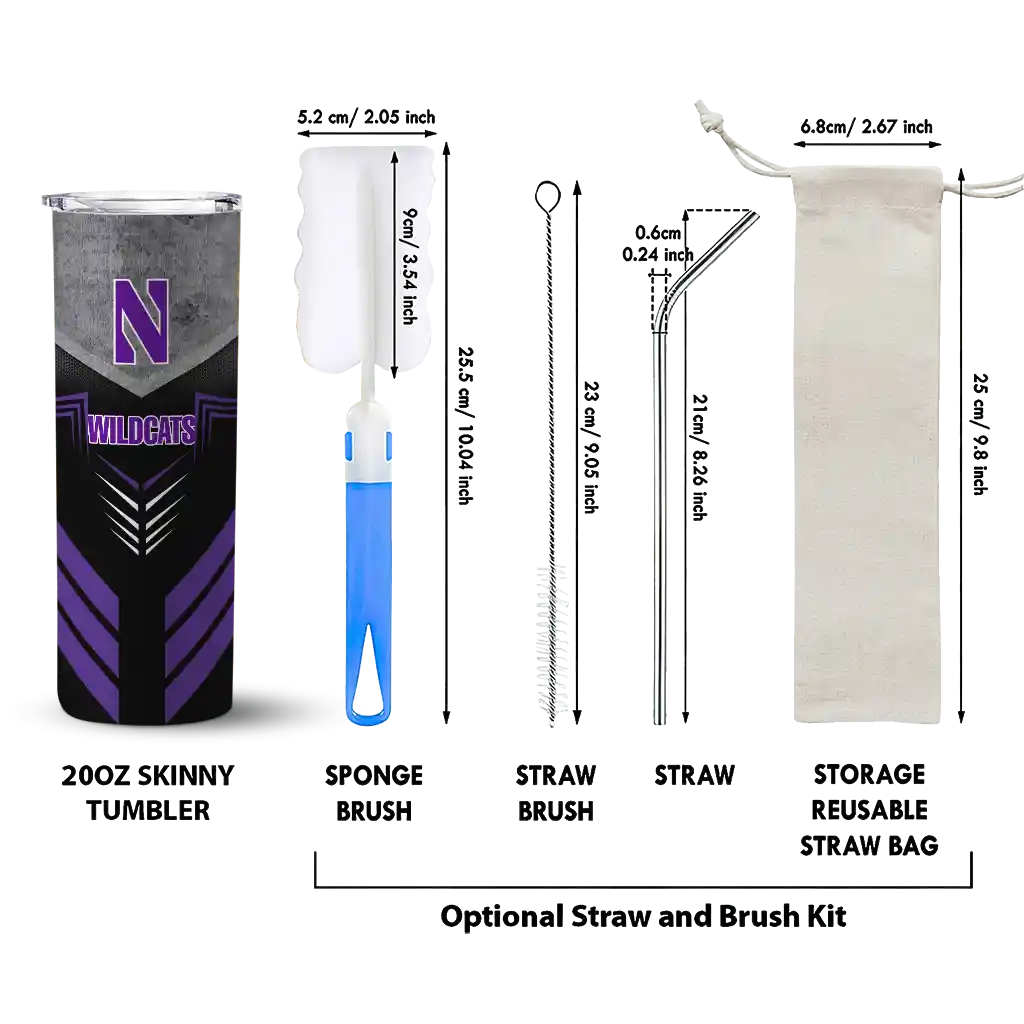 customized-northwestern-wildcats-hexagon-honeycomb-purple-black-skinny-tumbler-new-arrival.webp