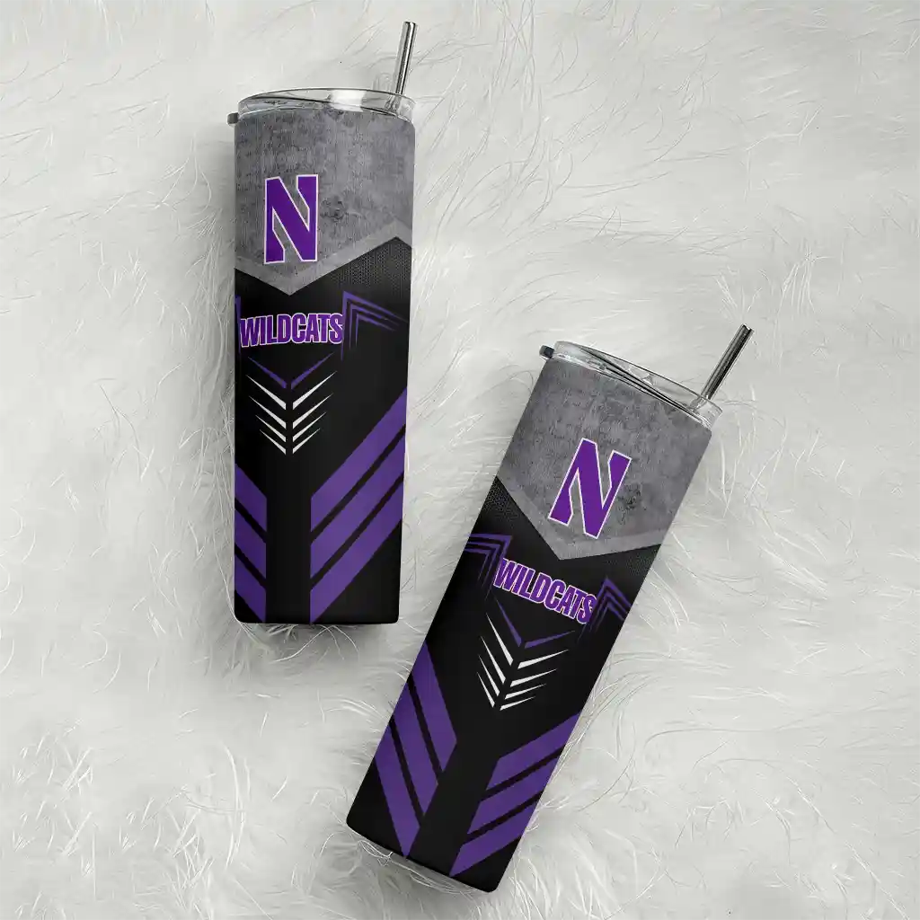 customized-northwestern-wildcats-hexagon-honeycomb-purple-black-skinny-tumbler-top-rated.webp