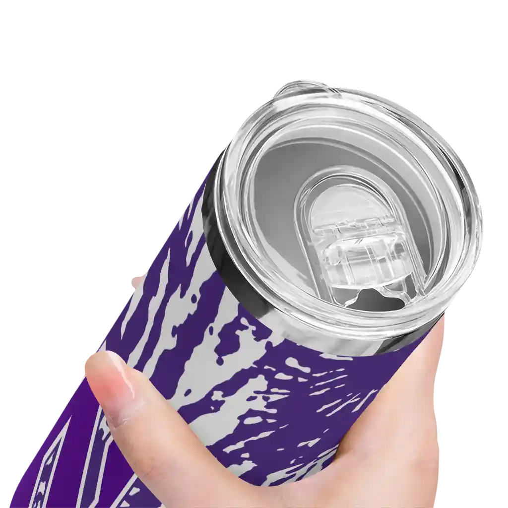 customized-northwestern-wildcats-metallic-grid-purple-skinny-tumbler-high-quality.webp