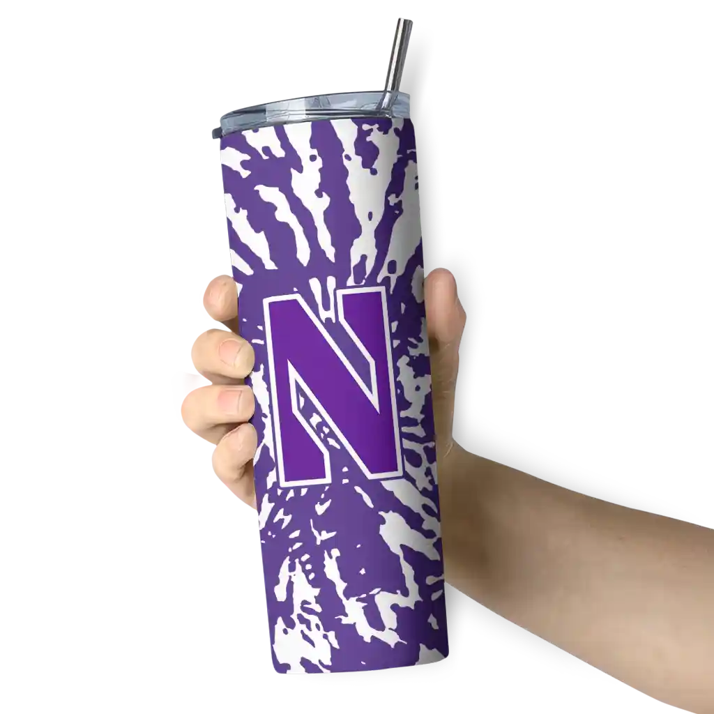 customized-northwestern-wildcats-metallic-grid-purple-skinny-tumbler-premium-grade.webp