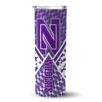 Customized Northwestern Wildcats Monogram Burst Purple White Skinny Tumbler