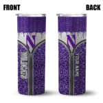 customized-northwestern-wildcats-sparkle-drip-purple-skinny-tumbler-best-selling.webp