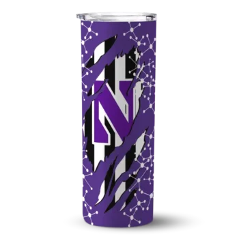 Customized Northwestern Wildcats Star Pop Purple Black Skinny Tumbler
