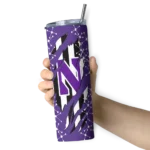 customized-northwestern-wildcats-star-pop-purple-black-skinny-tumbler-best-selling.webp