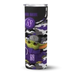 customized-northwestern-wildcats-yoda-camo-purple-black-skinny-tumbler-best-selling.webp