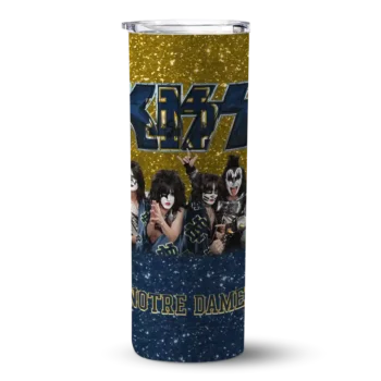 Customized Notre Dame Fighting Irish Kiss Band Gold Skinny Tumbler