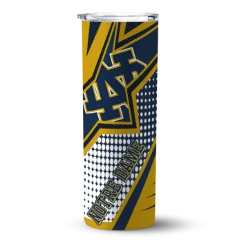 Customized Notre Dame Fighting Irish Web Stripes Navy White Skinny Tumbler