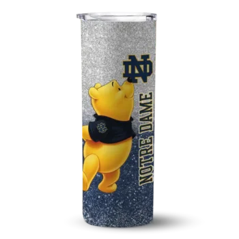 Customized Notre Dame Fighting Irish Winnie the Pooh Navy Gray Skinny Tumbler