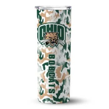 Customized Ohio Bobcats Claw Marks Green White Skinny Tumbler
