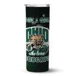 customized-ohio-bobcats-rose-romance-green-black-skinny-tumbler-best-selling.webp