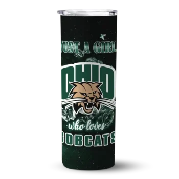 Customized Ohio Bobcats Rose Romance Green Black Skinny Tumbler