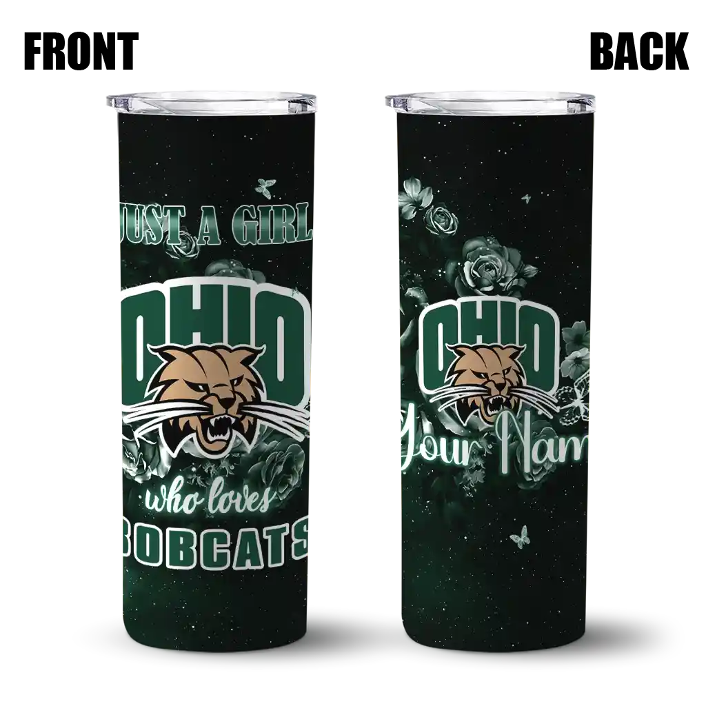 customized-ohio-bobcats-rose-romance-green-black-skinny-tumbler-fashion-forward.webp