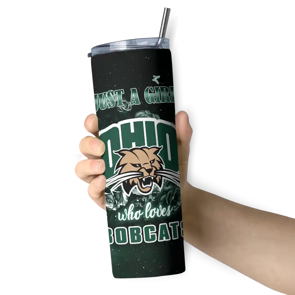customized-ohio-bobcats-rose-romance-green-black-skinny-tumbler-premium-grade.webp